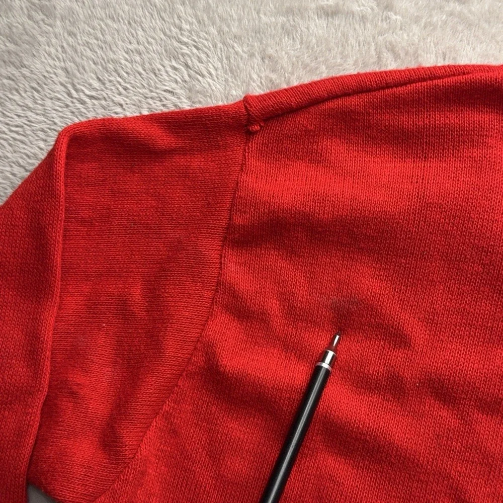 Vintage Champion Texas Tech Red Knit Collegiate Sweater Long Sleeve M USA 70s